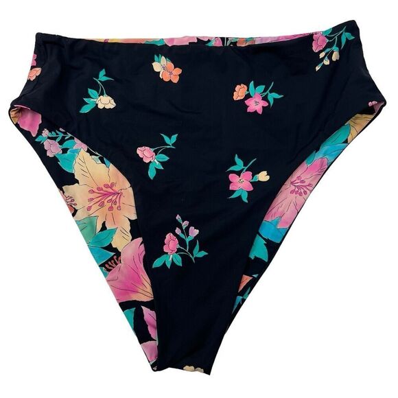 Billabong Women's Black Floral Reversable Bikini Swim Bottoms Size S Small - Picture 2 of 11